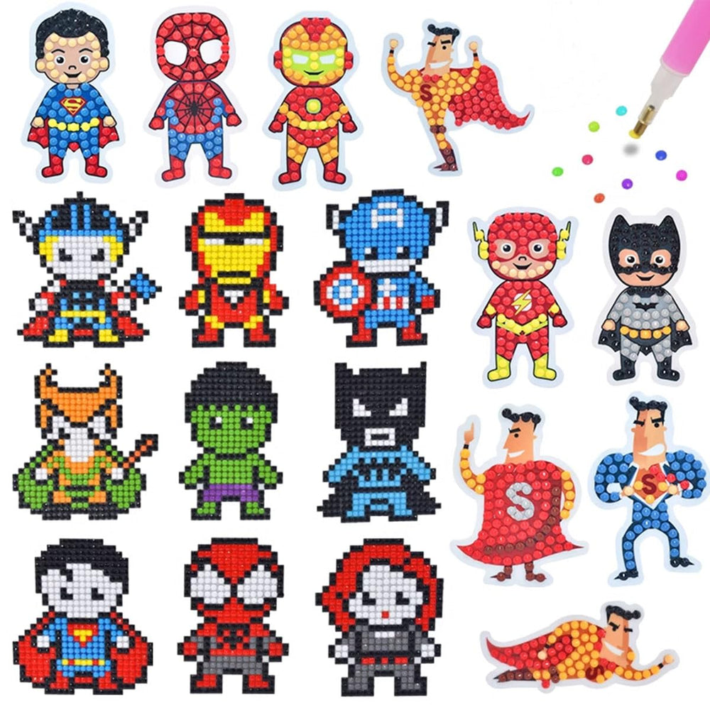 SHOWERRING 5D DIY Diamond Art Stickers Super Hero pack boosts creativity with vivid diamonds.
