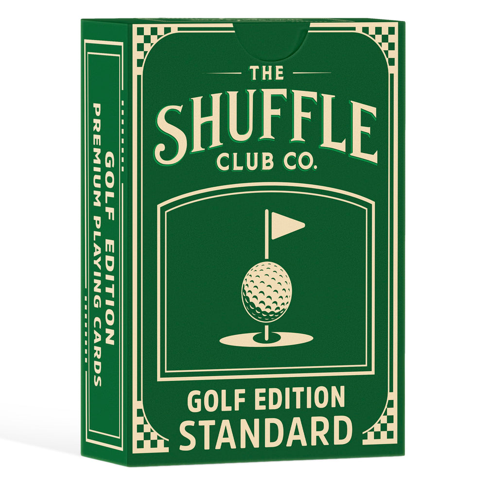 Shuffle Club Golf Playing Cards deck with golfer-inspired art for stylish, casual play.