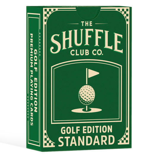 Shuffle Club Golf Playing Cards deck with golfer-inspired art for stylish, casual play.