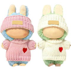 SHUOXUKE pink-white doll clothes set for 17cm/15cm dolls, ideal for creative styling.