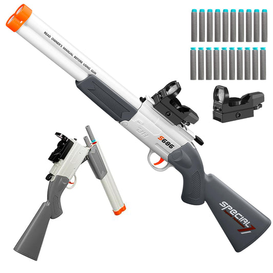 Shushuzz toy shotgun close-up showing realistic look for immersive play