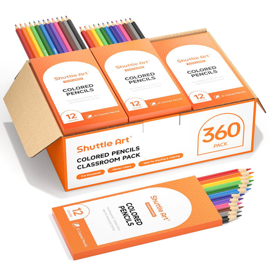 Shuttle Art 360pcs colored pencils bulk set with vivid colors for classroom art.
