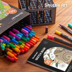 Shuttle Art dual-tip markers support broad strokes and precise fine lines.