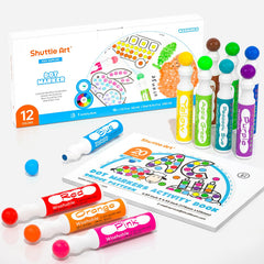Shuttle Art dot makers 12-color set for vibrant, mess-free painting.