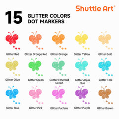Close-up of washable ink on Shuttle Art Shimmer Dot Markers.