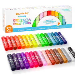 Shuttle Art tempera paint sticks 32-color pack-front for vibrant art exploration