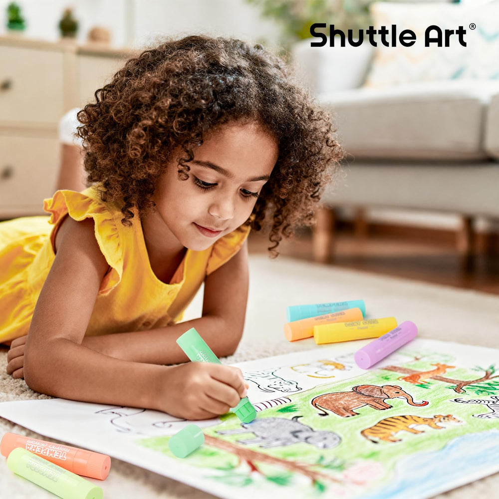 Bright pastel hues from Shuttle Art sticks spark creative activities