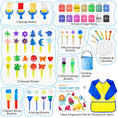 Shuttle Art finger paint bottles in 14 colors for easy crafting and cleanup