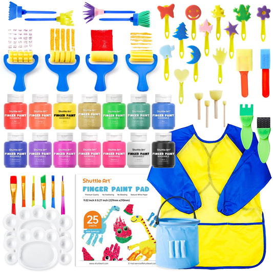 Shuttle Art finger paint palette with 14 colors for vibrant art sessions