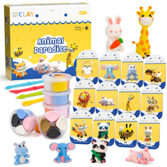 SHXYKZ air dry clay kit box showing 12 animals for kids