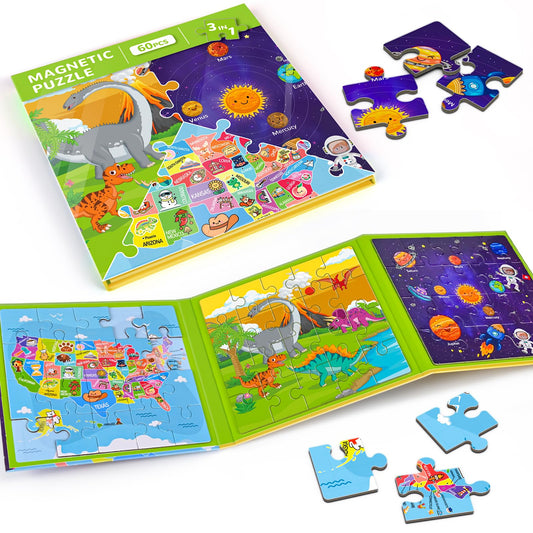 SHXYKZ magnetic puzzle book with dinosaurs builds fine motor skills