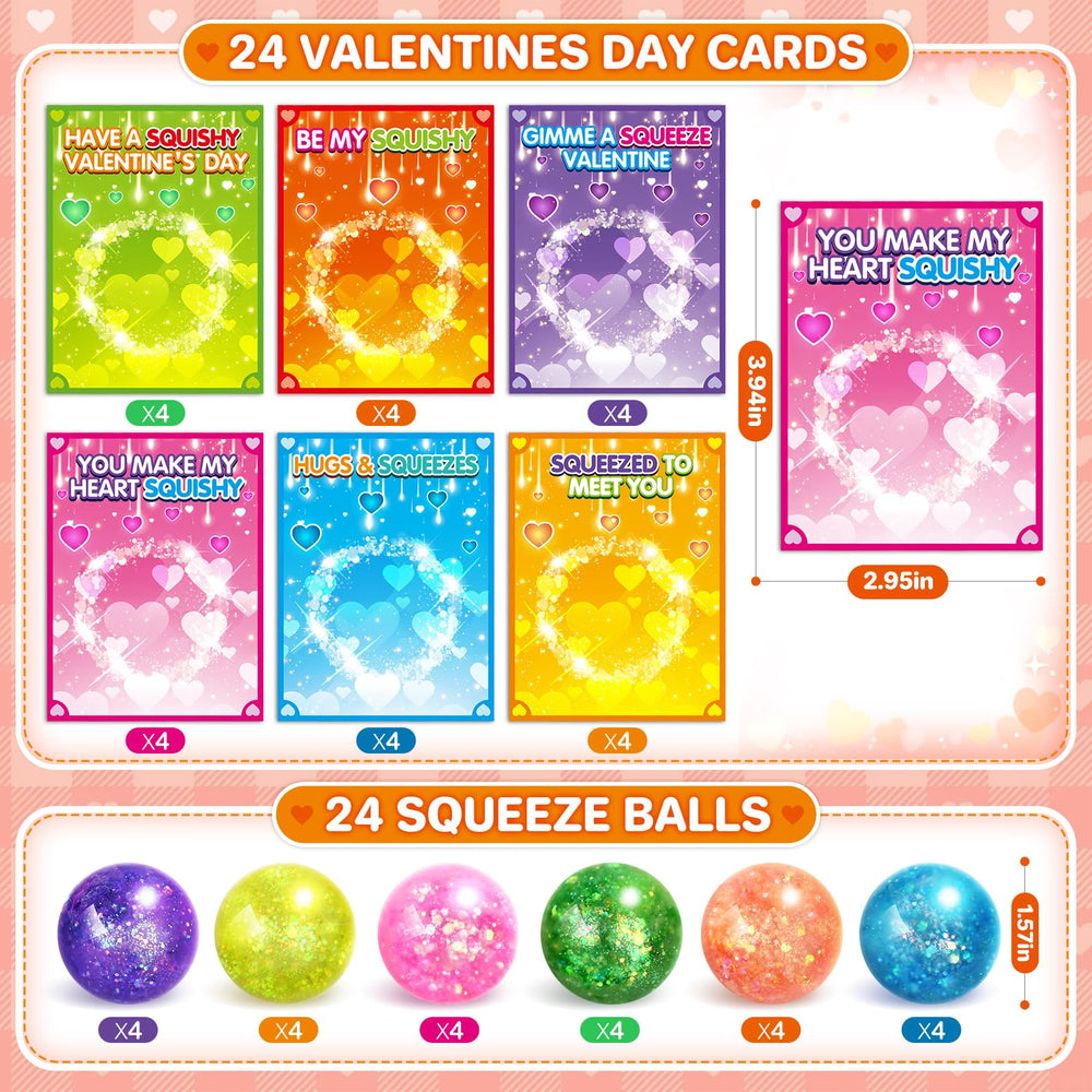 ShyLizard glitter-stretchy balls paired with cards for party favors.