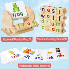 ShyLizard rotating vowel blocks for hands-on word building at home.