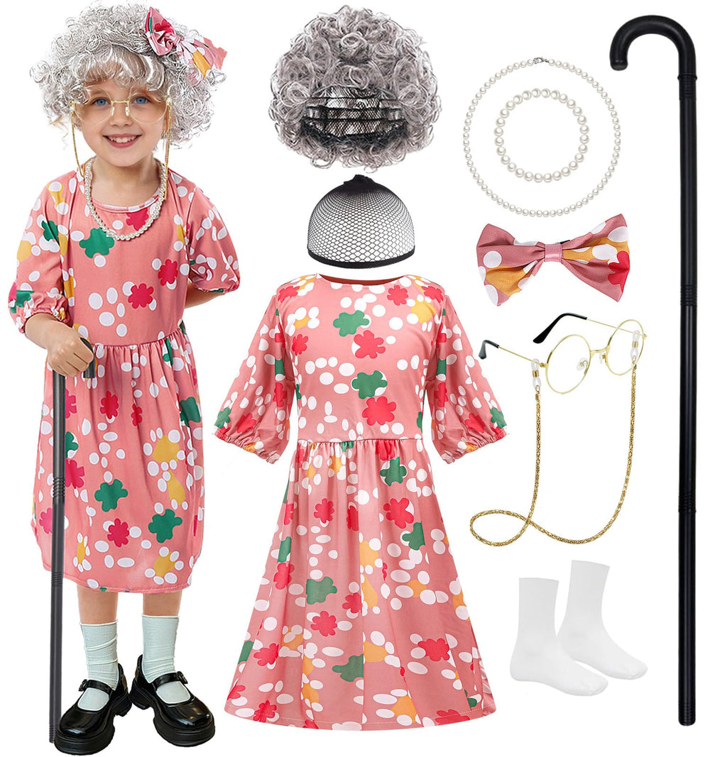 Shyhand old lady dress for kids, soft fabric ideal for 100 Days of School costumes