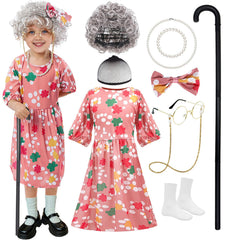 Shyhand old lady dress for kids, soft fabric ideal for 100 Days of School costumes