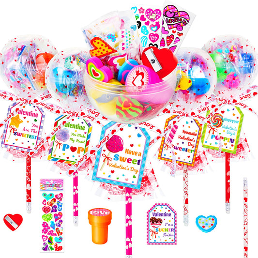 Shyling valentines giant lollipop cards ready for classroom exchanges and party activities