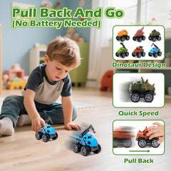 Shyling pull-back dino trucks provide easy, mess-free play