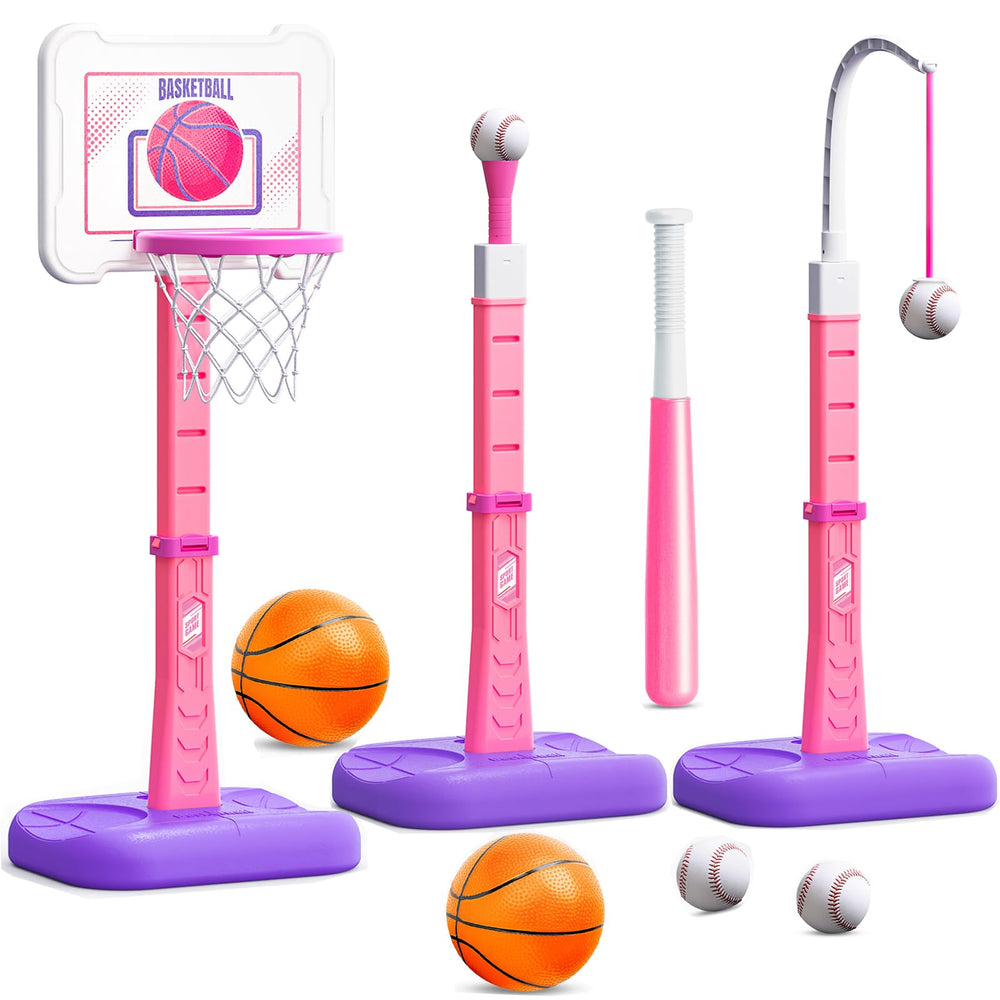 ShyLizard 3in1 basketball hoop pink: engaging indoors or outdoors for toddlers.