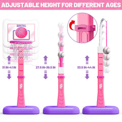 ShyLizard baseball tee set pink: beginner batting practice at home.