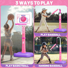ShyLizard height-adjustable basketball hoop pink: grows with your child from 29.5 to 41.3 inches.