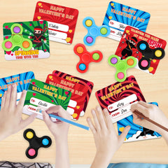 ShyLizard kids party favors with valentine cards and spinners.
