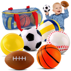 ShyLizard six soft foam balls set for toddlers, ideal for safe indoor play and easy grabbing.