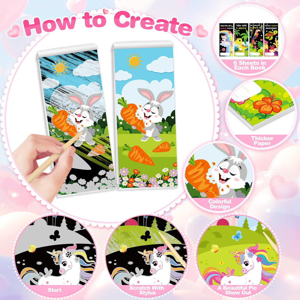 ShyLizard four-themed scratch art set offers dinosaurs, unicorns, ocean, and forest adventures.