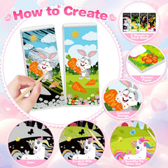 ShyLizard four-themed scratch art set offers dinosaurs, unicorns, ocean, and forest adventures.