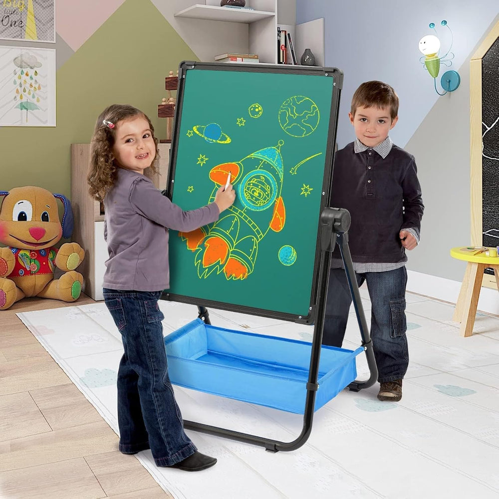 Siairo Kids Art Easel folds flat for easy storage when not in use.