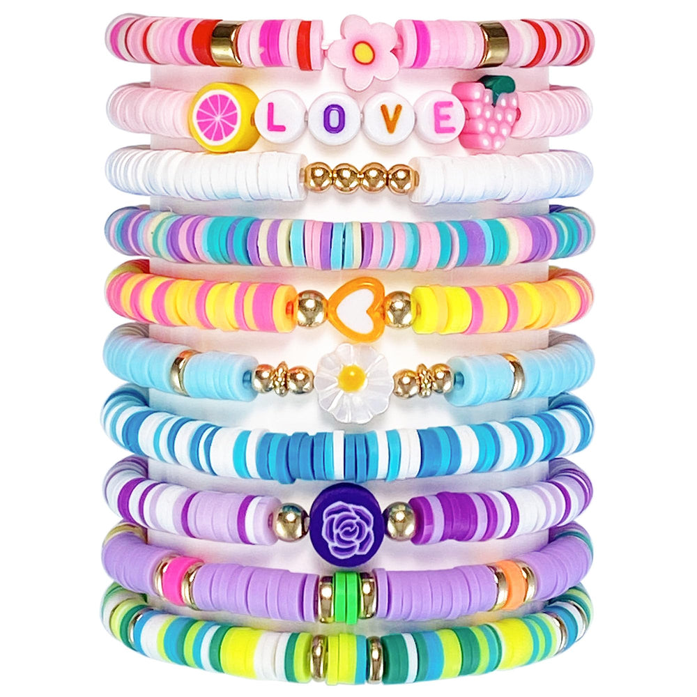SIELEVIN 10-piece kids friendship bracelets in bright beach colors