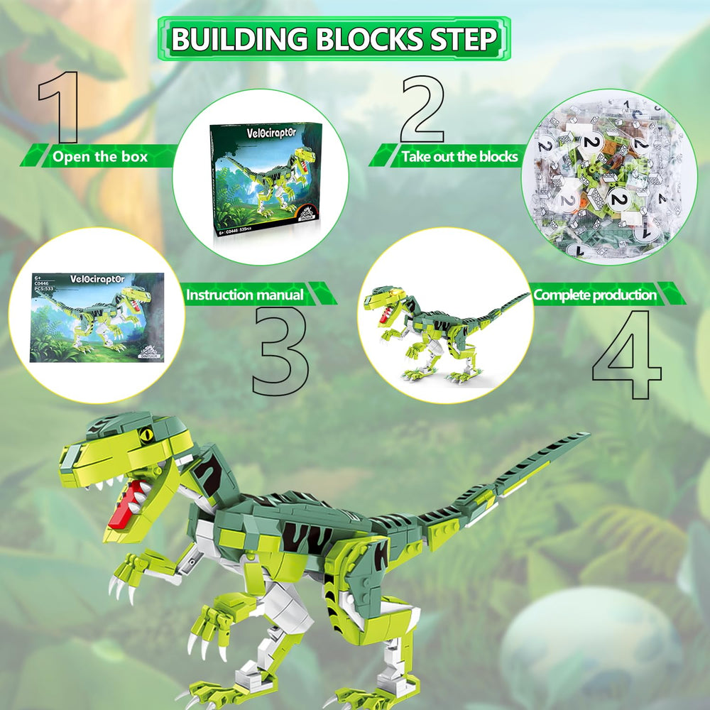 Sienon Velociraptor with jungle base scene for play.