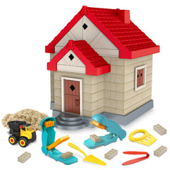SIGHTEEDA moldable sand kit with house mold for imaginative indoor castle building.