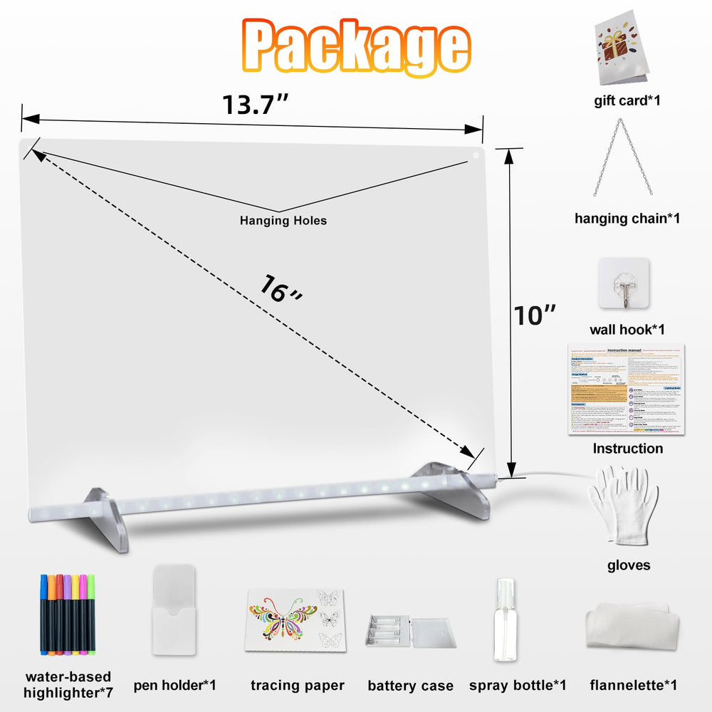 Signsxcel LED drawing board showing eight color options for vibrant artwork