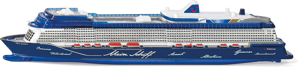 Siku 1730 toy cruise ship blue white model for imaginative play and display.