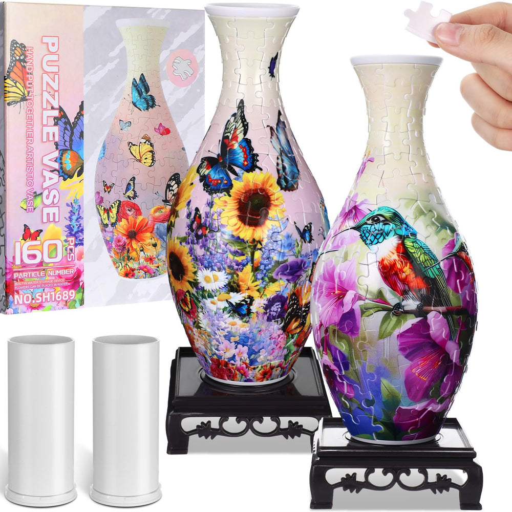 Silipull two-set 3D puzzle vase ready for display in modern home decor