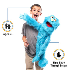 Silly Puppets Blue Monster Puppet mouth movement detail showing expressive action