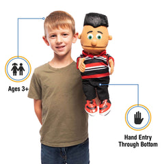 Silly Puppets Jose hand-entry bottom detail enabling easy manipulation.