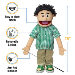 Silly Puppets Kenny Peach Boy arm control rod clips to hands for smooth motion