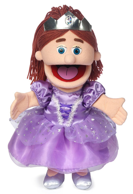Silly Puppets Princess Peach Girl hand puppet in a bright dress for imaginative play.