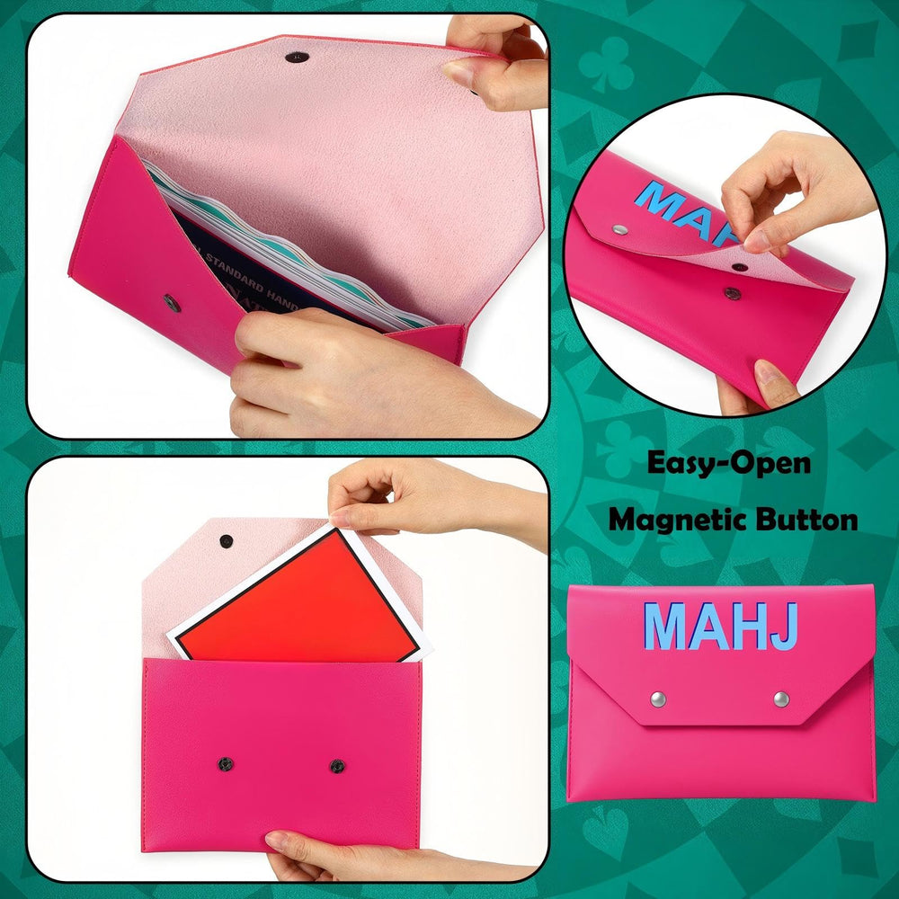 SilTriangle Mahjong Card Holder hot pink leather adds vibrant style to nights
