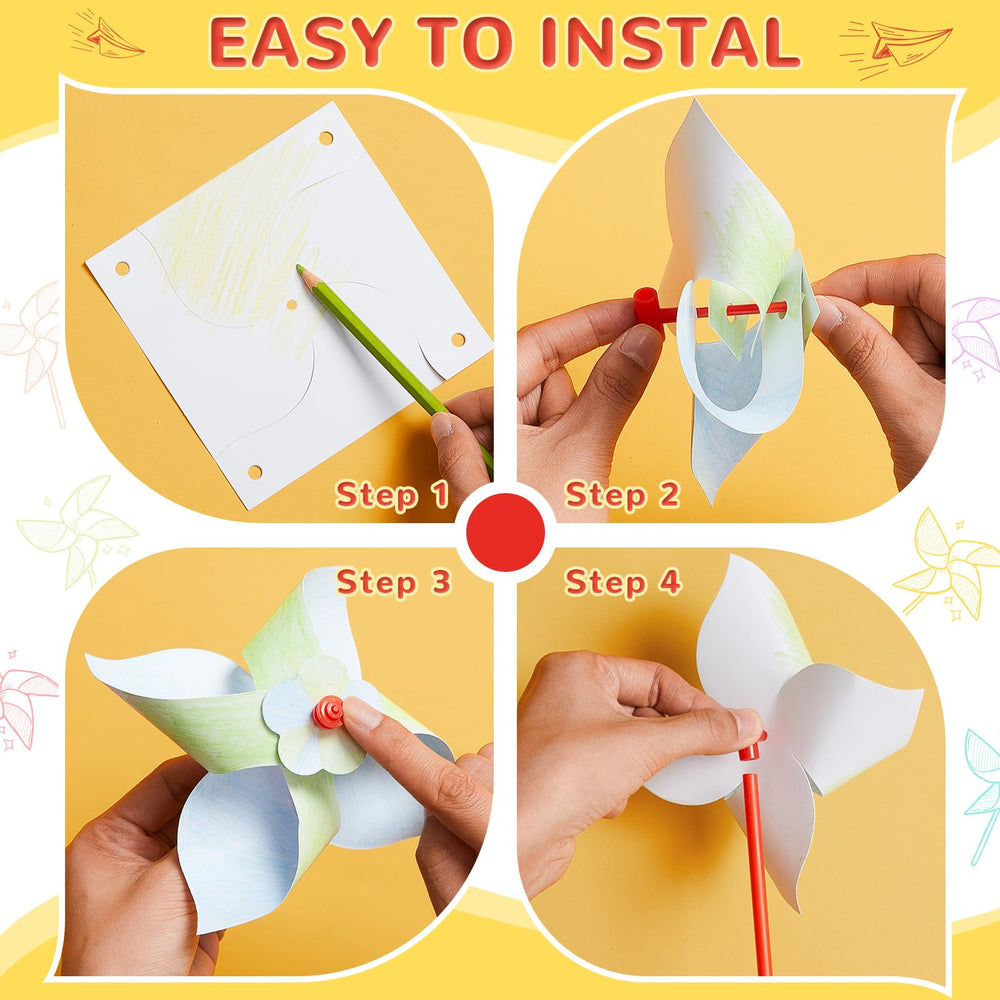 Simgoing white pinwheels with plastic sticks ideal for simple outdoor spinning activities.