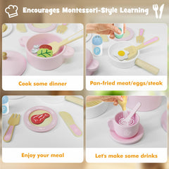 SIMPLIPLAY wooden cups and saucers provide colorful pretend tea time moments for little chefs