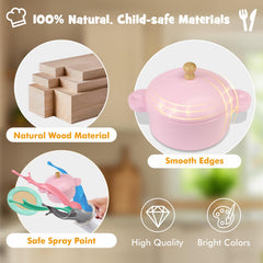 SIMPLIPLAY wooden stew pot enhances kitchen play with durable kid friendly design