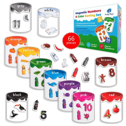 Simply Magic 66-pcs magnetic color sorting set on fridge supports early color recognition