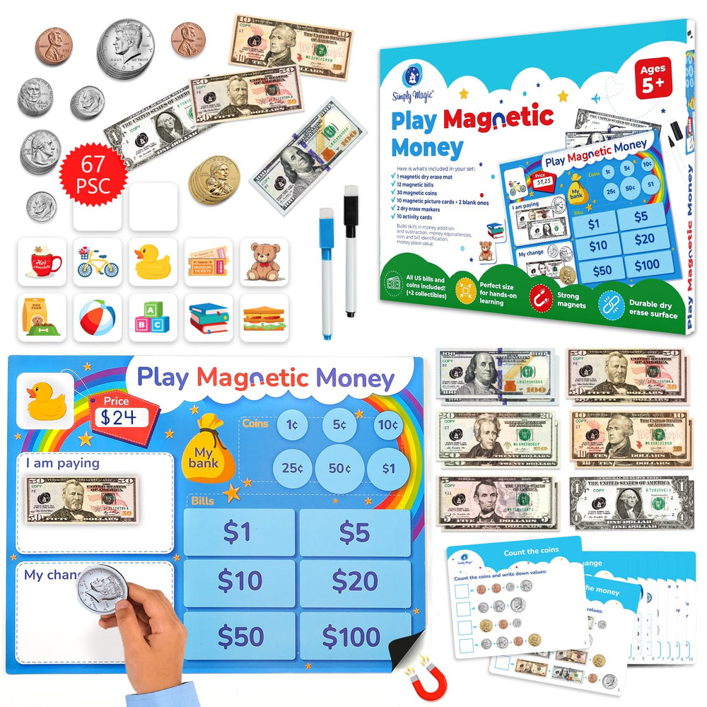 Simply Magic play money bills for classroom counting and math practice