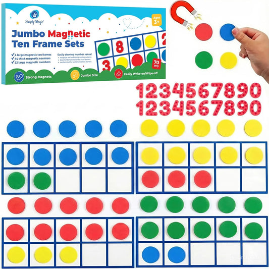 Simply Magic Jumbo Ten Frames on a whiteboard supporting foundational math practice