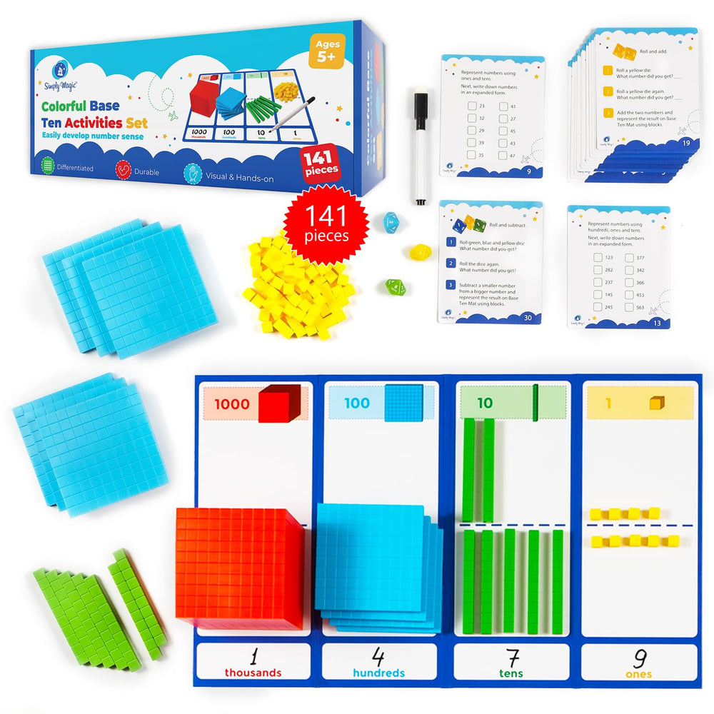 Simply Magic base ten blocks set with units, supporting number sense development