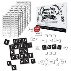 Simply Magic complete poetry magnets kit for fridge with 1138 words for creative poems