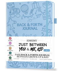 SIMSIMY Just Between You and Me Kid Journal cover in light blue with eco-leather for lasting use