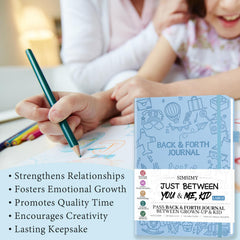SIMSIMY pass-back journaling page illustrating back-and-forth parent-child interaction